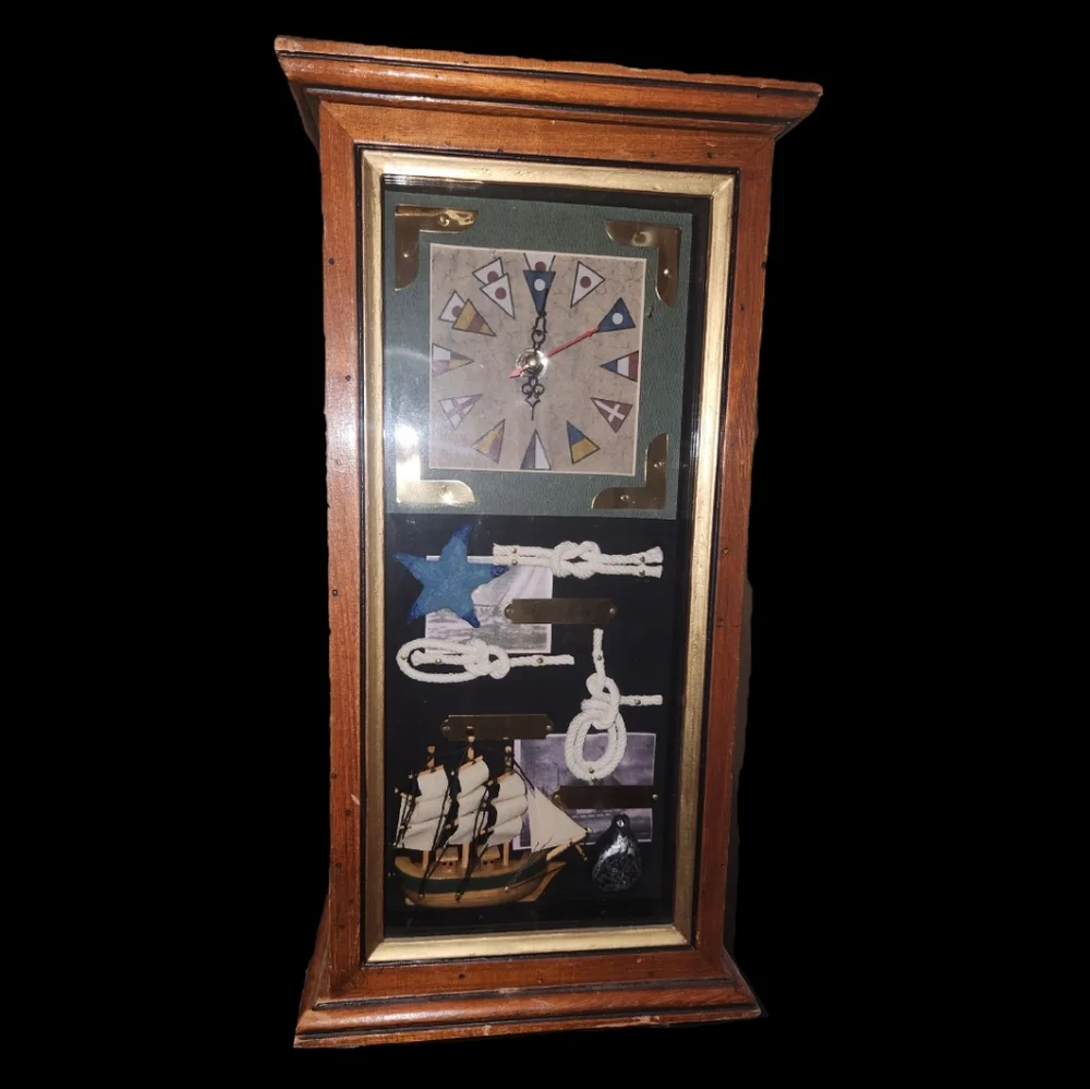 Wooden Shadow Box Nautical Clock